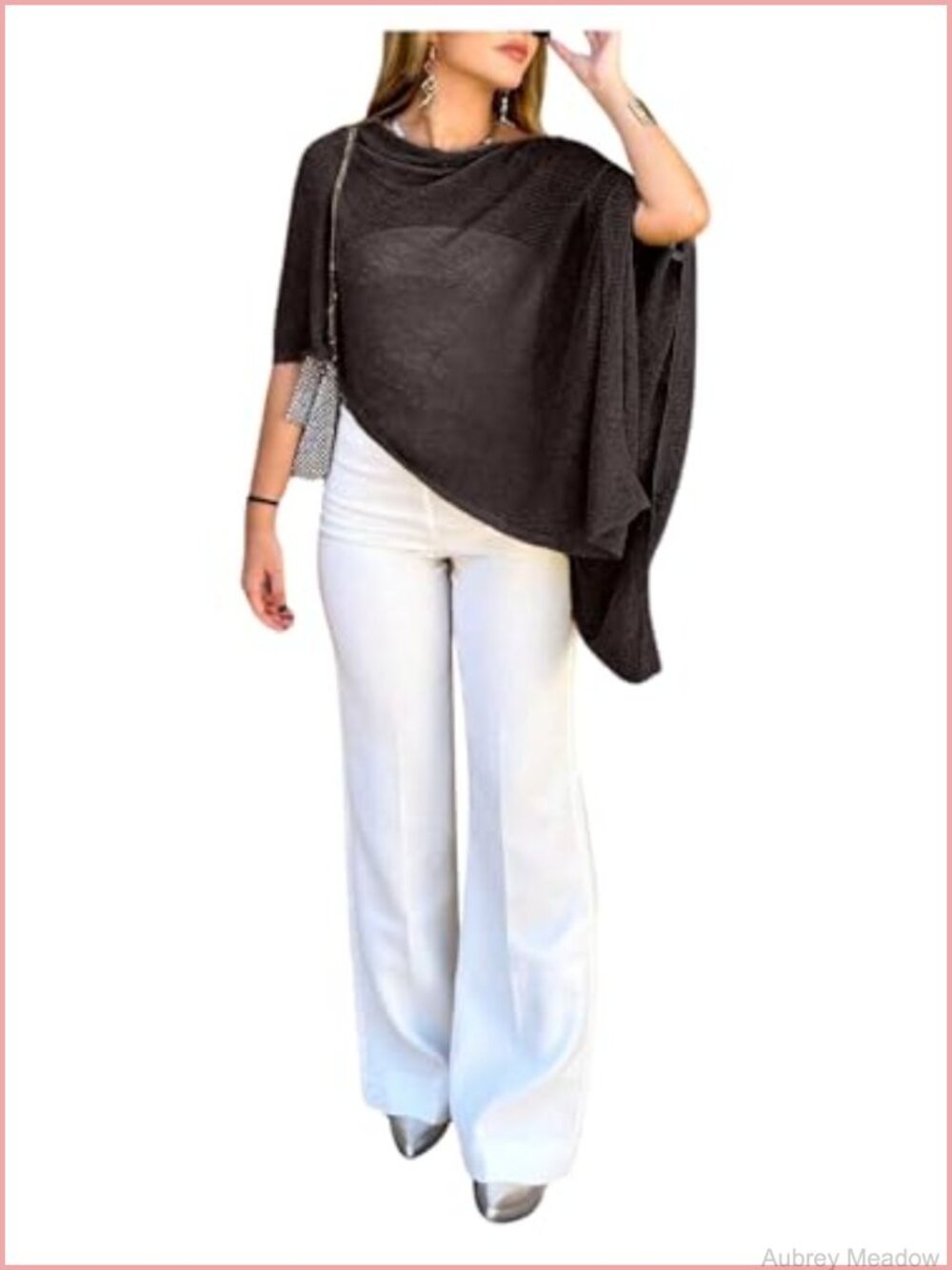 Sheer Shawl Cape Top Lightweight Knitwear Poncho